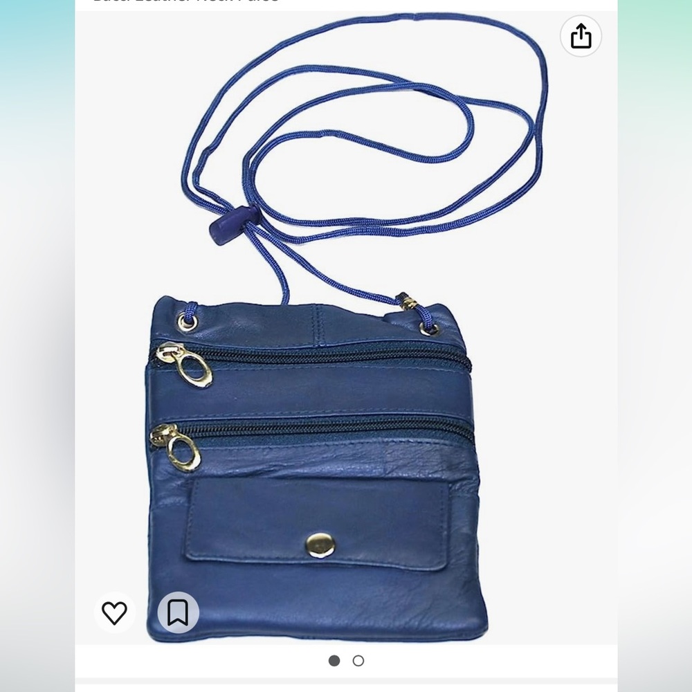 BACCI Leather Neck Purse Royal Blue NWT